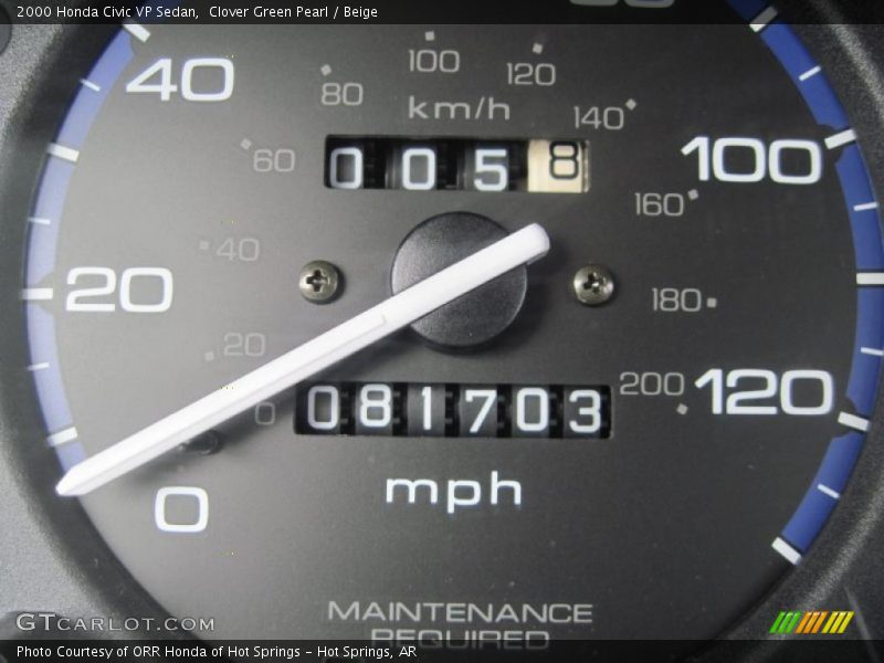 Clover Green Pearl / Beige 2000 Honda Civic VP Sedan