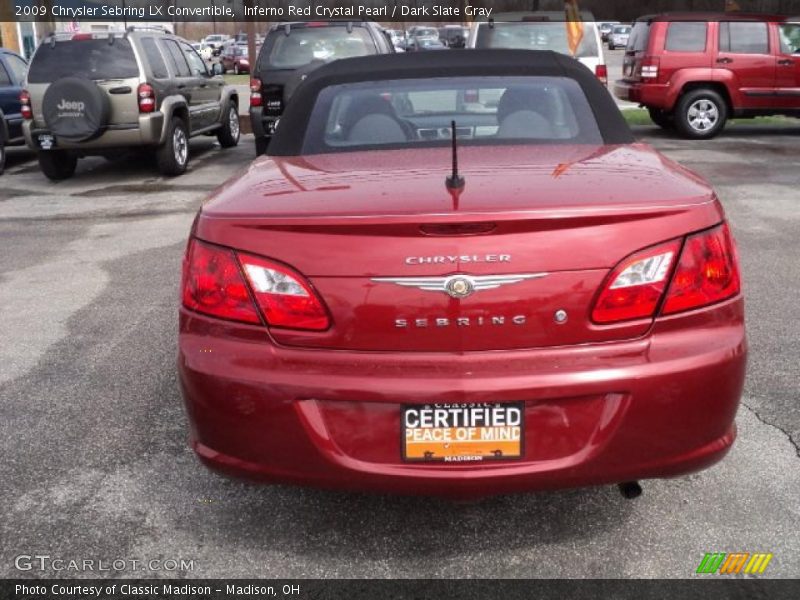 Inferno Red Crystal Pearl / Dark Slate Gray 2009 Chrysler Sebring LX Convertible