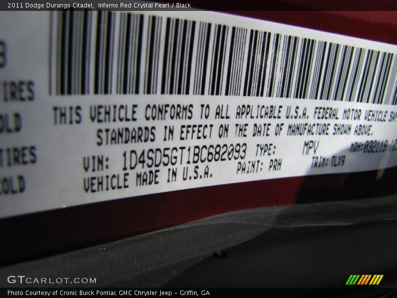 Inferno Red Crystal Pearl / Black 2011 Dodge Durango Citadel