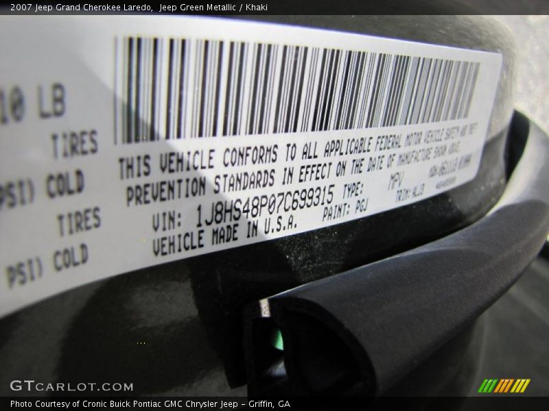 Jeep Green Metallic / Khaki 2007 Jeep Grand Cherokee Laredo
