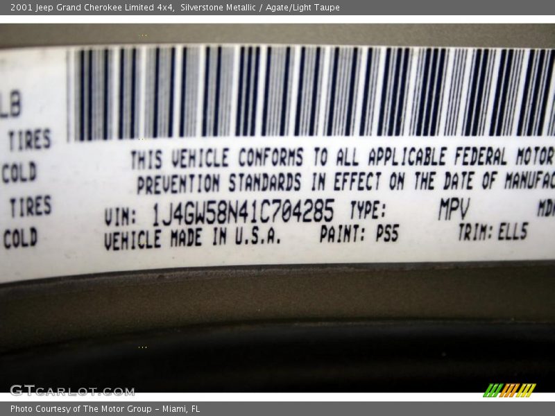 Silverstone Metallic / Agate/Light Taupe 2001 Jeep Grand Cherokee Limited 4x4
