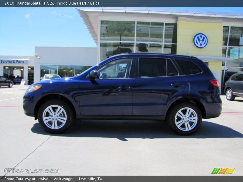 Indigo Blue Pearl / Beige 2010 Hyundai Santa Fe GLS