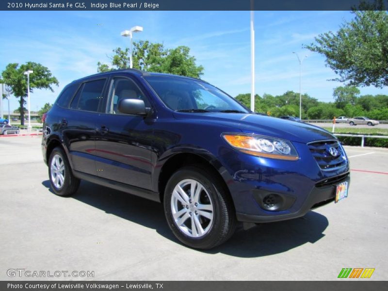 Indigo Blue Pearl / Beige 2010 Hyundai Santa Fe GLS