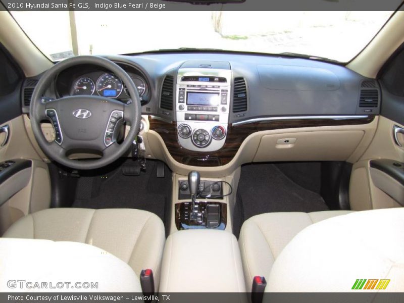Indigo Blue Pearl / Beige 2010 Hyundai Santa Fe GLS