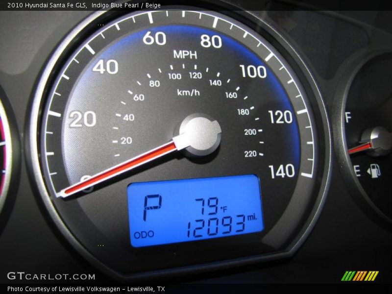 Indigo Blue Pearl / Beige 2010 Hyundai Santa Fe GLS