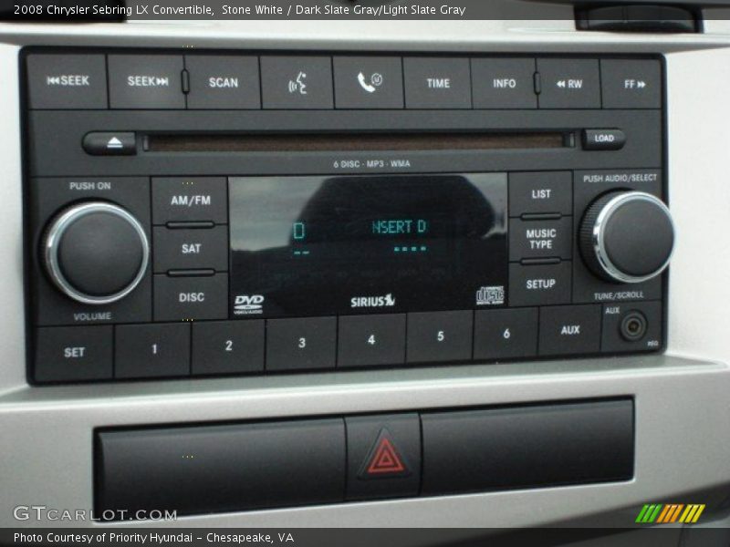 Stone White / Dark Slate Gray/Light Slate Gray 2008 Chrysler Sebring LX Convertible