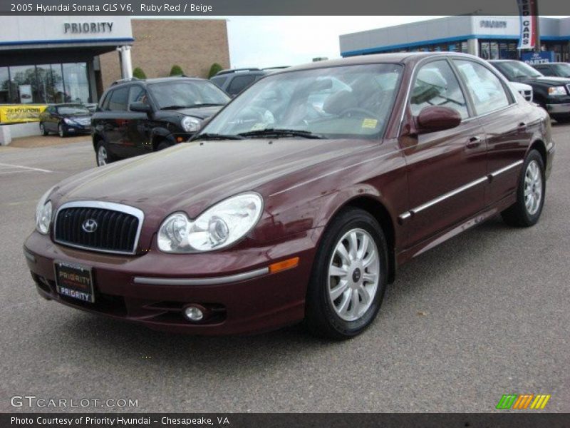 Ruby Red / Beige 2005 Hyundai Sonata GLS V6