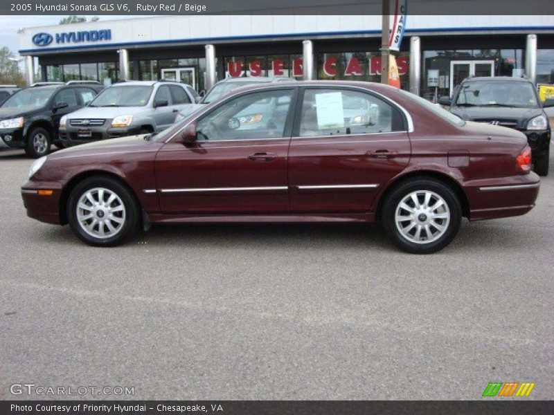Ruby Red / Beige 2005 Hyundai Sonata GLS V6