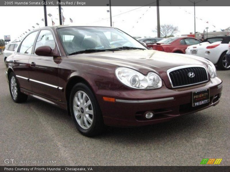 Ruby Red / Beige 2005 Hyundai Sonata GLS V6