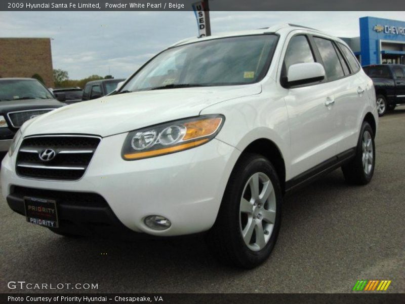 Powder White Pearl / Beige 2009 Hyundai Santa Fe Limited