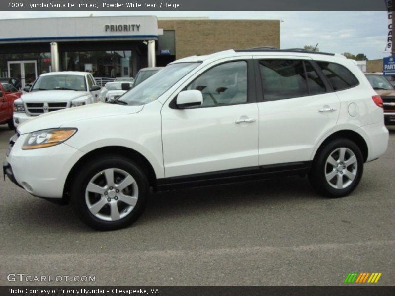 Powder White Pearl / Beige 2009 Hyundai Santa Fe Limited