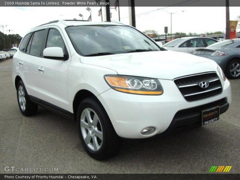 Powder White Pearl / Beige 2009 Hyundai Santa Fe Limited