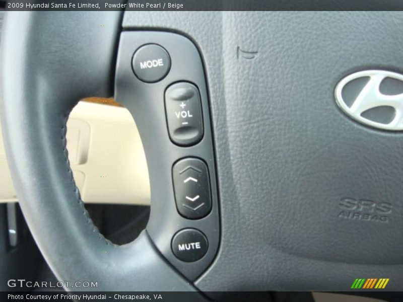 Powder White Pearl / Beige 2009 Hyundai Santa Fe Limited