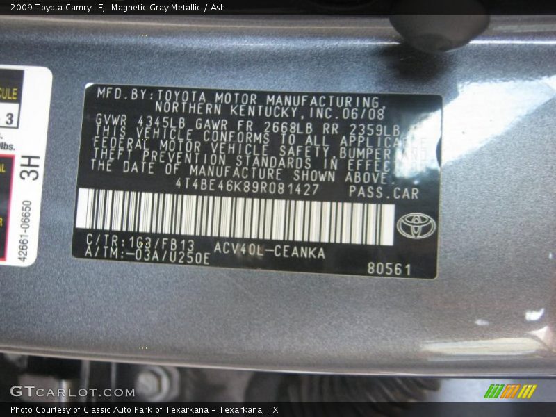 Magnetic Gray Metallic / Ash 2009 Toyota Camry LE