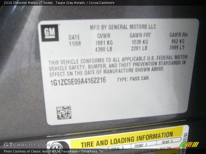 Taupe Gray Metallic / Cocoa/Cashmere 2010 Chevrolet Malibu LT Sedan
