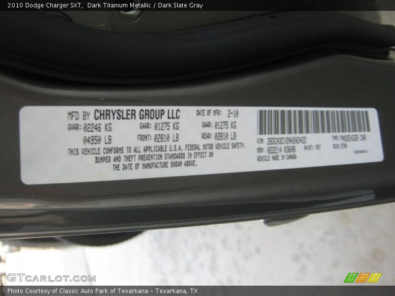 Dark Titanium Metallic / Dark Slate Gray 2010 Dodge Charger SXT