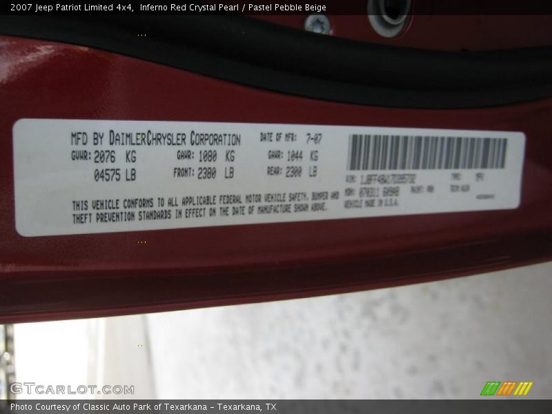 Inferno Red Crystal Pearl / Pastel Pebble Beige 2007 Jeep Patriot Limited 4x4