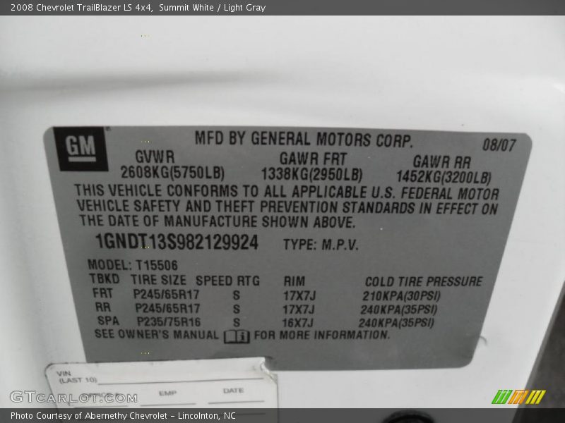 Summit White / Light Gray 2008 Chevrolet TrailBlazer LS 4x4