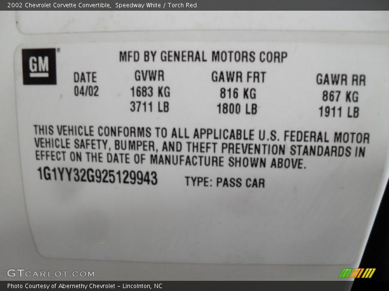 Speedway White / Torch Red 2002 Chevrolet Corvette Convertible