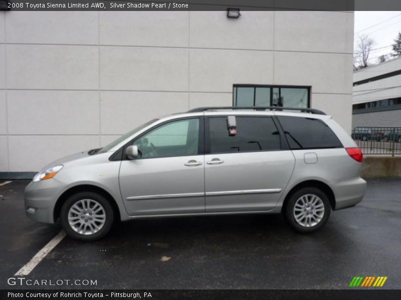Silver Shadow Pearl / Stone 2008 Toyota Sienna Limited AWD