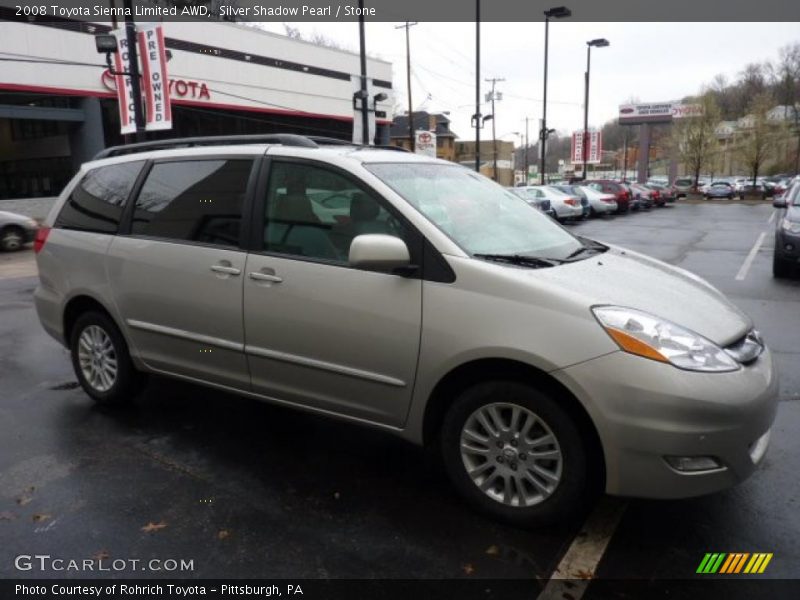 Silver Shadow Pearl / Stone 2008 Toyota Sienna Limited AWD