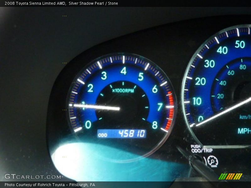 Silver Shadow Pearl / Stone 2008 Toyota Sienna Limited AWD