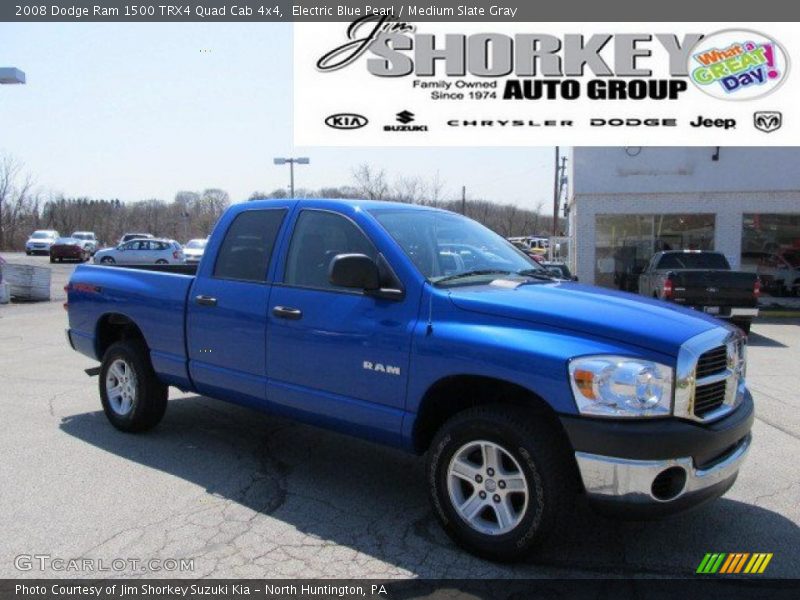 Electric Blue Pearl / Medium Slate Gray 2008 Dodge Ram 1500 TRX4 Quad Cab 4x4