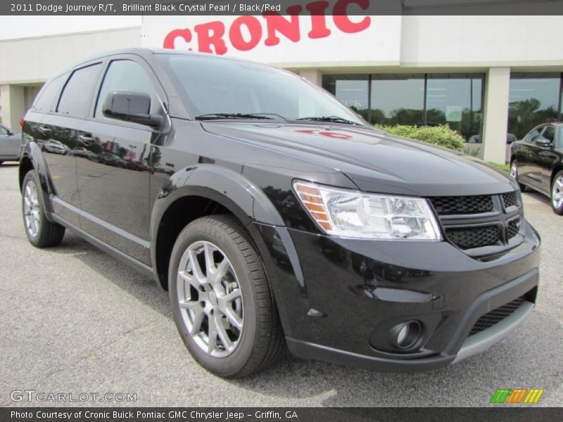 Brilliant Black Crystal Pearl / Black/Red 2011 Dodge Journey R/T