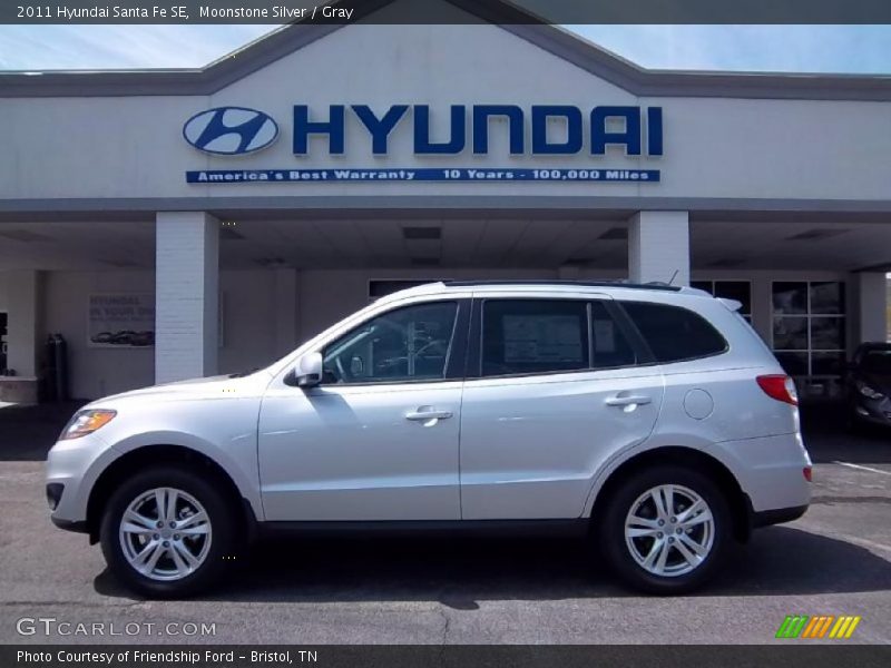 Moonstone Silver / Gray 2011 Hyundai Santa Fe SE