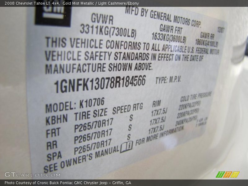 Gold Mist Metallic / Light Cashmere/Ebony 2008 Chevrolet Tahoe LT 4x4
