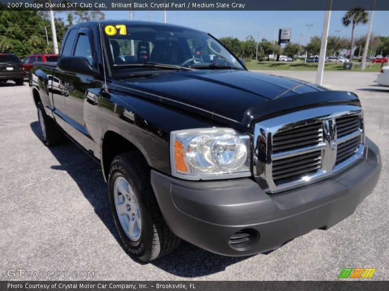 Brilliant Black Crystal Pearl / Medium Slate Gray 2007 Dodge Dakota SXT Club Cab