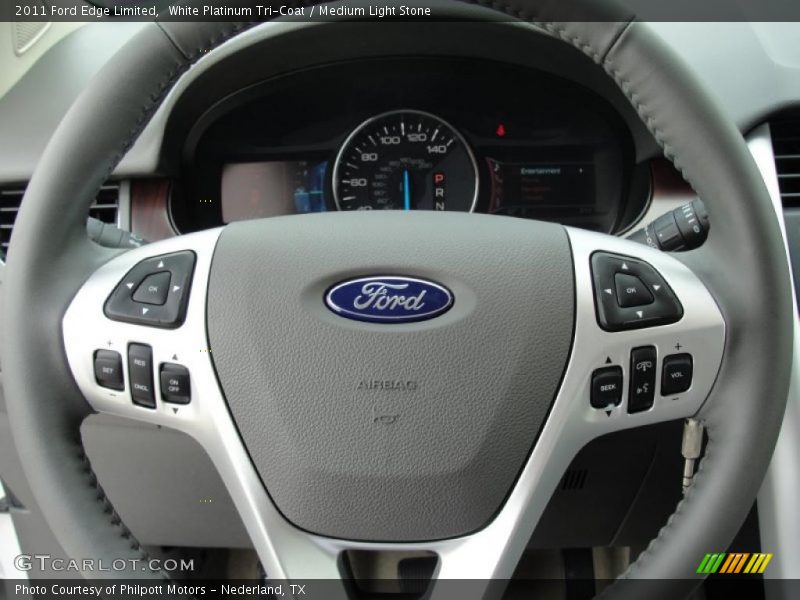 White Platinum Tri-Coat / Medium Light Stone 2011 Ford Edge Limited