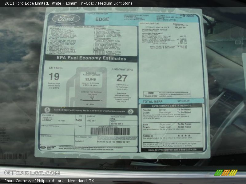 White Platinum Tri-Coat / Medium Light Stone 2011 Ford Edge Limited