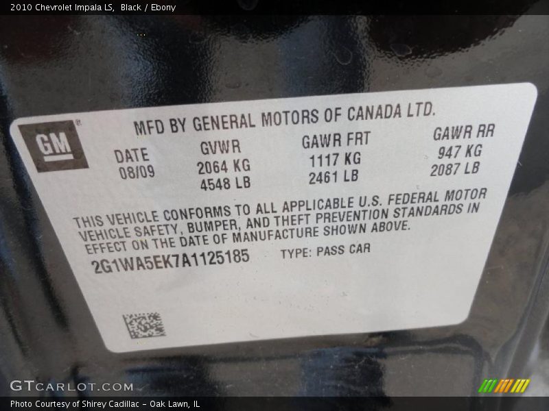 Black / Ebony 2010 Chevrolet Impala LS