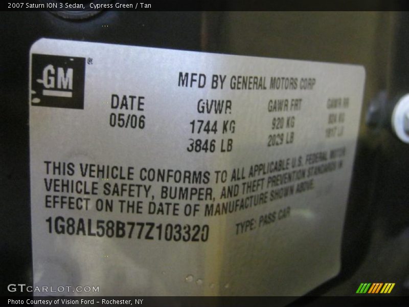 Cypress Green / Tan 2007 Saturn ION 3 Sedan