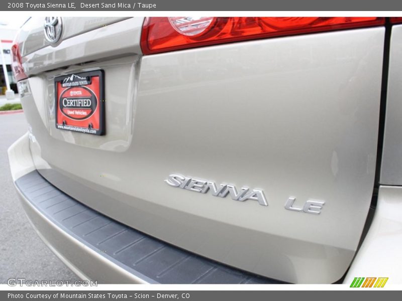 Desert Sand Mica / Taupe 2008 Toyota Sienna LE