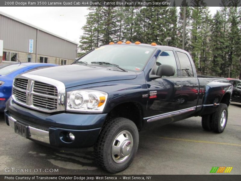 Patriot Blue Pearl / Medium Slate Gray 2008 Dodge Ram 3500 Laramie Quad Cab 4x4 Dually
