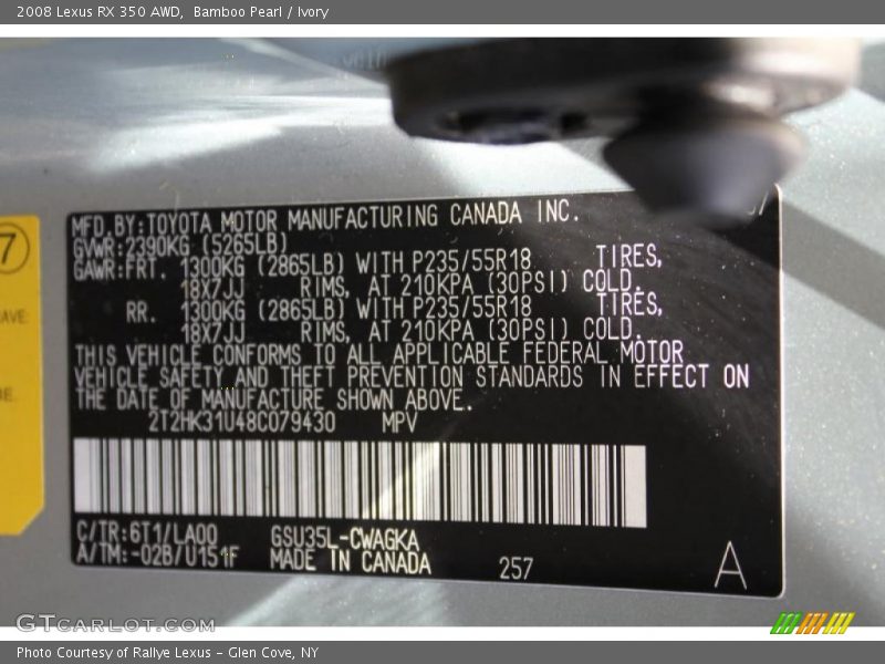 Bamboo Pearl / Ivory 2008 Lexus RX 350 AWD