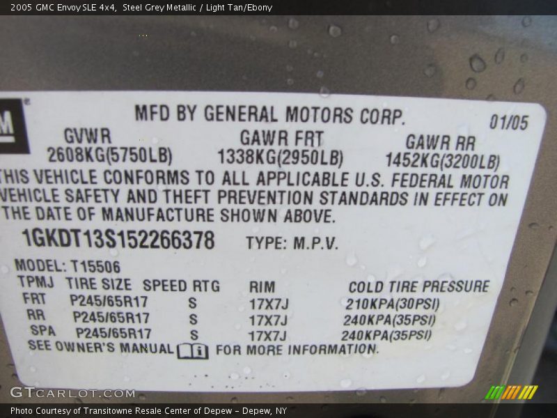 Steel Grey Metallic / Light Tan/Ebony 2005 GMC Envoy SLE 4x4