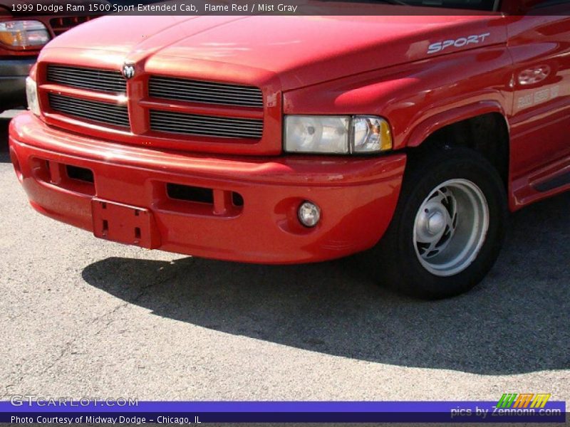Flame Red / Mist Gray 1999 Dodge Ram 1500 Sport Extended Cab