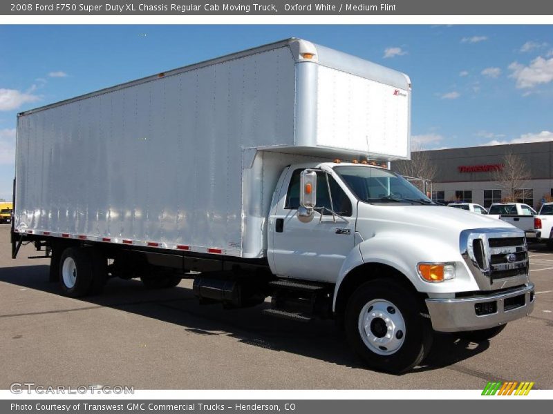 Oxford White / Medium Flint 2008 Ford F750 Super Duty XL Chassis Regular Cab Moving Truck