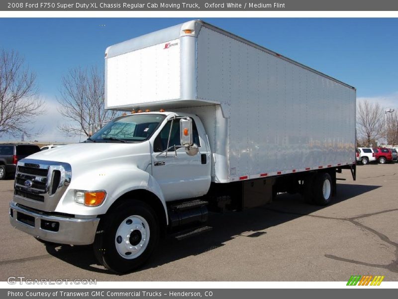 Oxford White / Medium Flint 2008 Ford F750 Super Duty XL Chassis Regular Cab Moving Truck