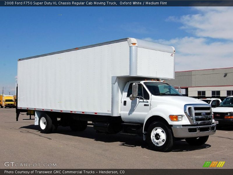 Oxford White / Medium Flint 2008 Ford F750 Super Duty XL Chassis Regular Cab Moving Truck