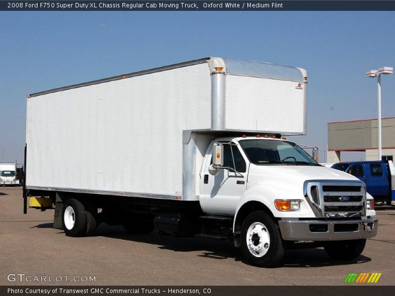 Front 3/4 View of 2008 F750 Super Duty XL Chassis Regular Cab Moving Truck