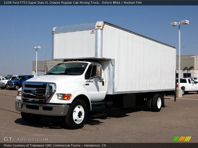 Oxford White / Medium Flint 2008 Ford F750 Super Duty XL Chassis Regular Cab Moving Truck