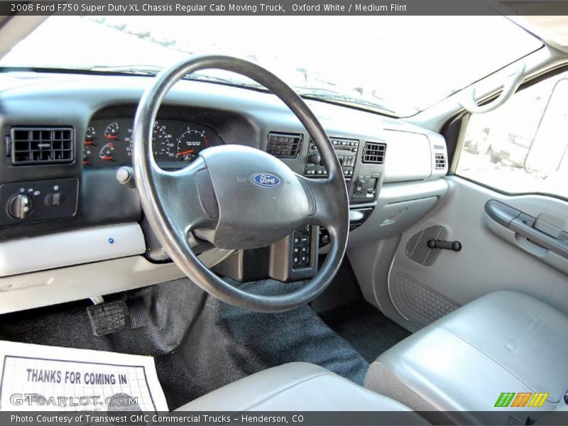 Oxford White / Medium Flint 2008 Ford F750 Super Duty XL Chassis Regular Cab Moving Truck