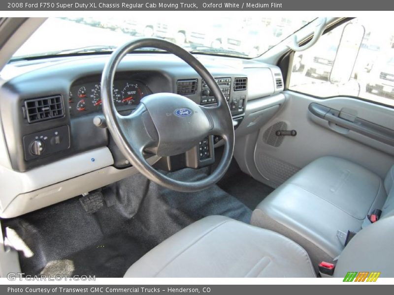 Oxford White / Medium Flint 2008 Ford F750 Super Duty XL Chassis Regular Cab Moving Truck