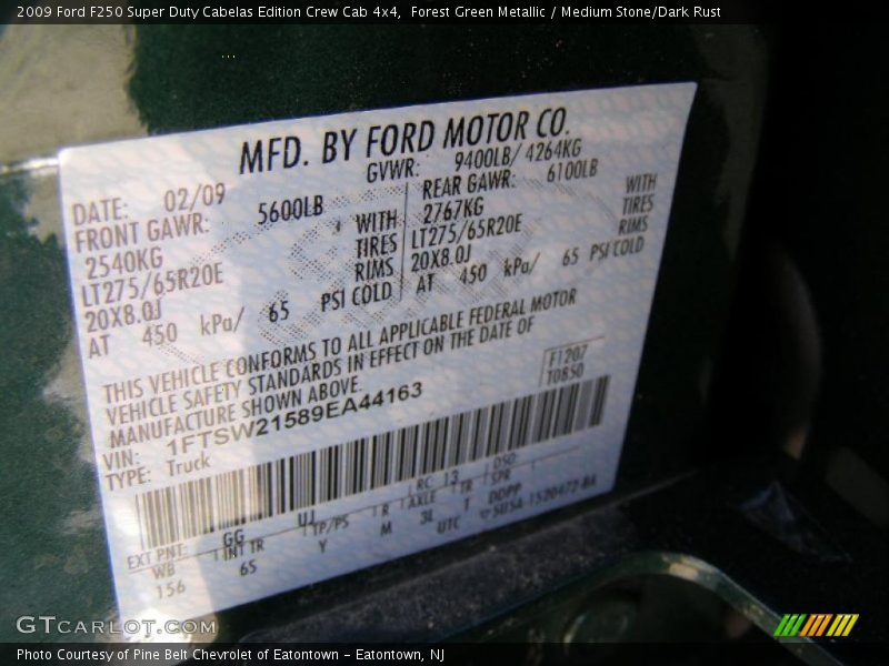 Forest Green Metallic / Medium Stone/Dark Rust 2009 Ford F250 Super Duty Cabelas Edition Crew Cab 4x4