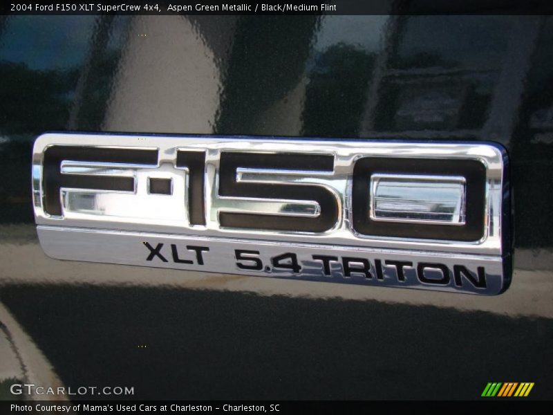 Aspen Green Metallic / Black/Medium Flint 2004 Ford F150 XLT SuperCrew 4x4