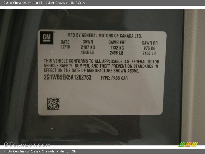 Cyber Gray Metallic / Gray 2010 Chevrolet Impala LT